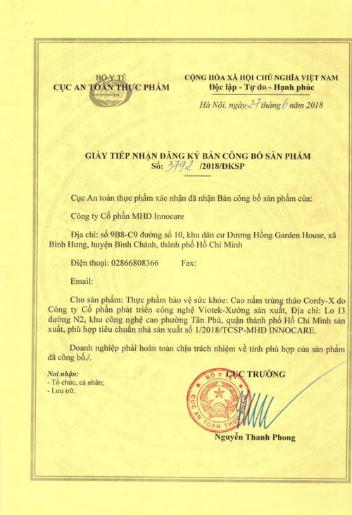 giay chung nhan bo y te cuc an toan thuc pham