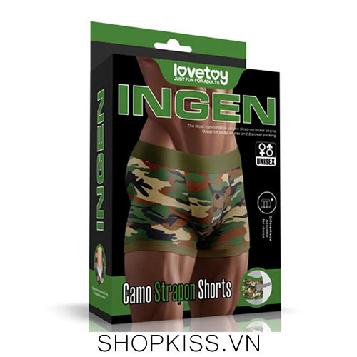 Quần short gắn dương vật Lovetoy Ingen Camo Strapon tại shopkiss