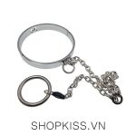 Vòng cổ kim loại trói dương vật bằng dây xích bạo dâm giá rẻ