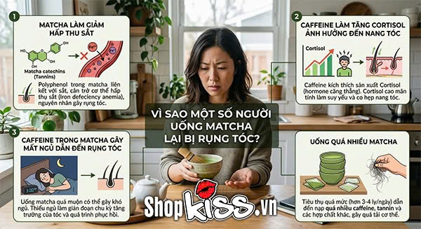 Uống matcha có rụng tóc không? Những cách uống sai nên tránh 4 Sau sinh uống matcha có rụng tóc không