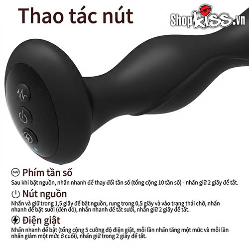Dụng cụ kích thích hậu môn rung sốc điện đa tần số (HM66Y) 22 Nơi bán Dụng cụ kích thích hậu môn rung sốc điện đa tần số chất lượng tại sài gòn