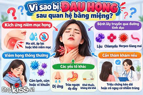 Nguyên nhân đau họng sau quan hệ bằng miệng và cách xử lý 2 Vì sao đau họng sau quan hệ bằng miệng?